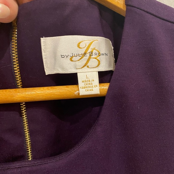 Purple sleeveless dress, horsebit details in middle. Size L fits a M - Picture 3 of 5